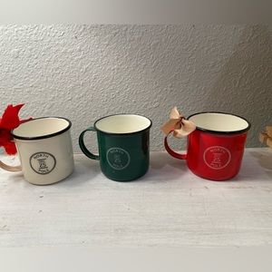 Mini Painted Metal Christmas Mugs